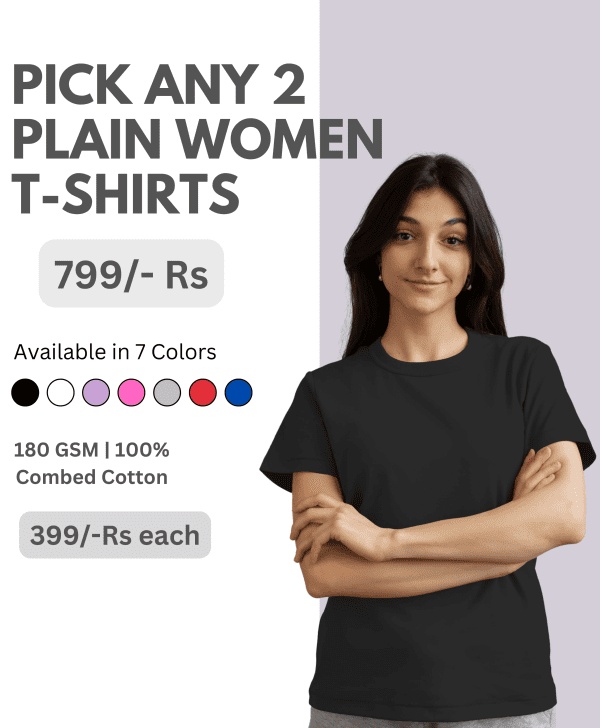 Women plain T-shirt Combo set of 2
