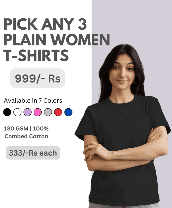 Women plain T-shirt Combo set of 3