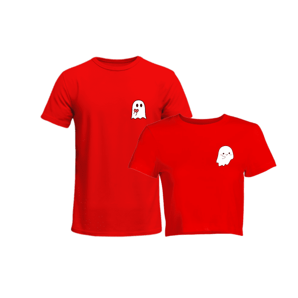 Unisex Couple T-shirt (Cute Ghost) - Image 2