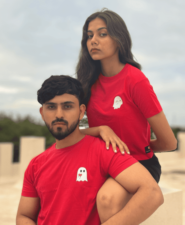 Unisex Couple T-shirt (Cute Ghost) - Image 4