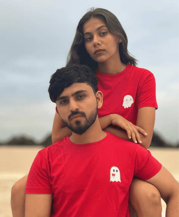 Unisex Couple T-shirt (Cute Ghost) - Image 3